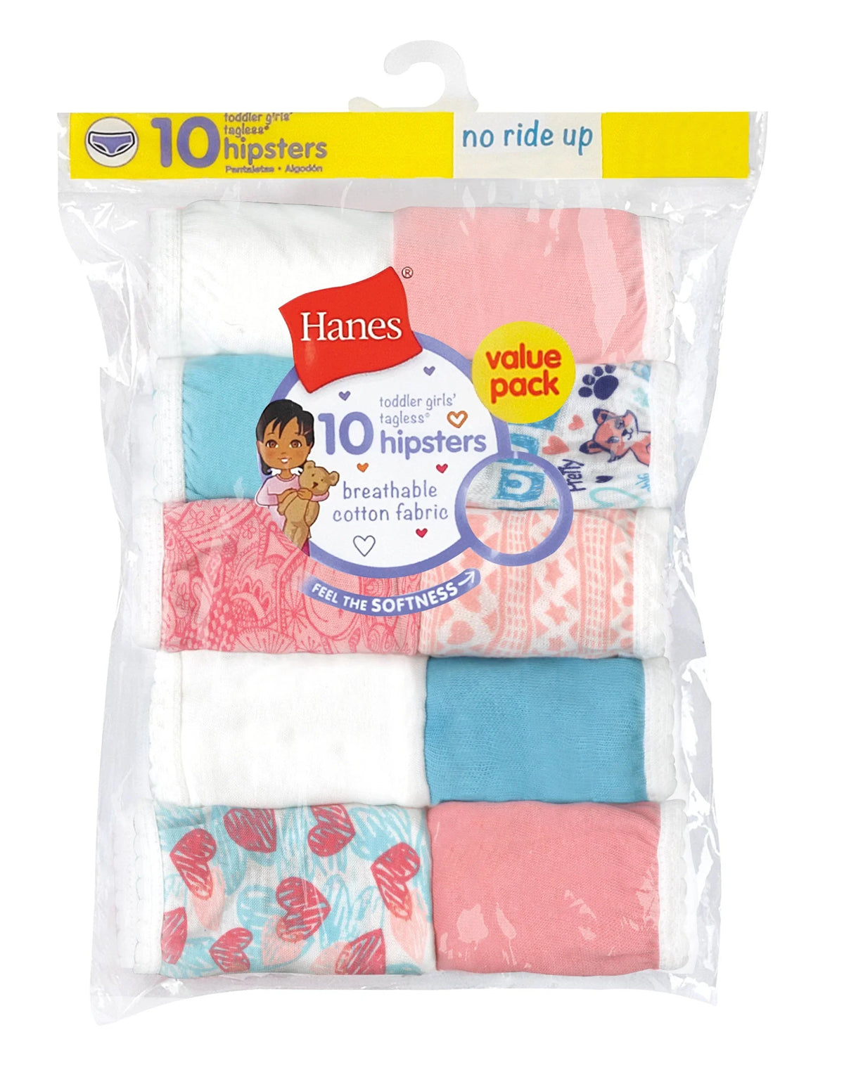 Hanes Toddler Girls' Cotton Hipster Underwear, 10-Pack Main image