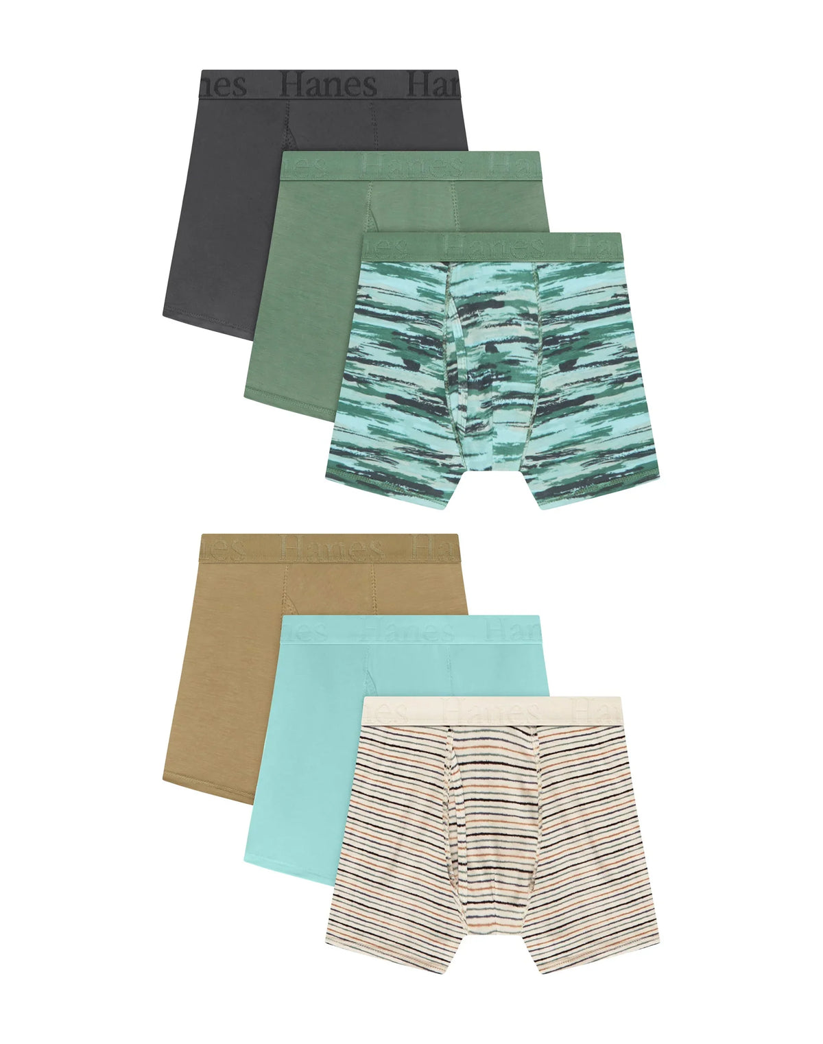 Hanes Originals SuperSoft Boys' Underwear Boxer Brief Pack, 6-Pack, Moisture Wicking, Multi-Pack Main image
