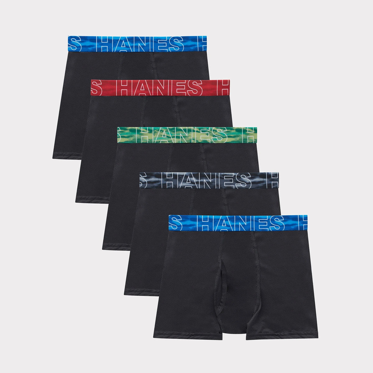 Hanes Moves Boys' Breathable Mesh Boxer Brief Underwear, X-Temp, Black, 5-Pack Main image