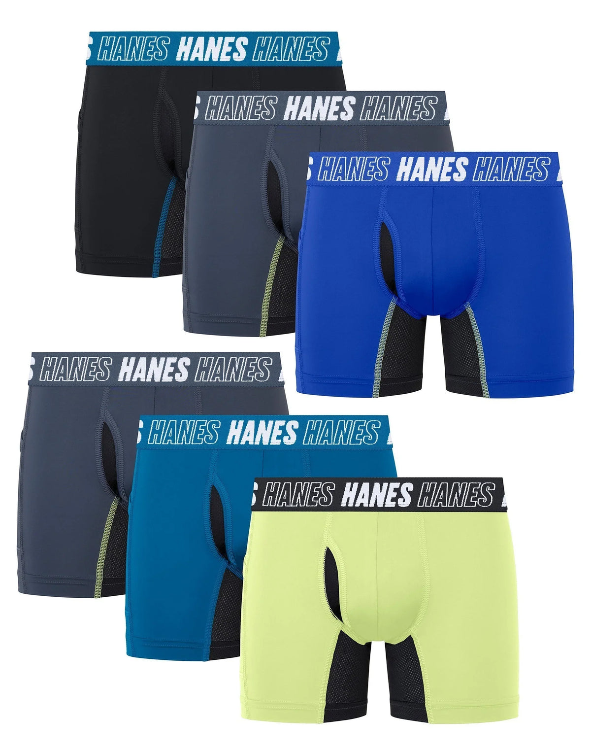 Hanes Moves Boys' Anti-Chafe Boxer Brief Underwear, Assorted, 6-Pack Main image