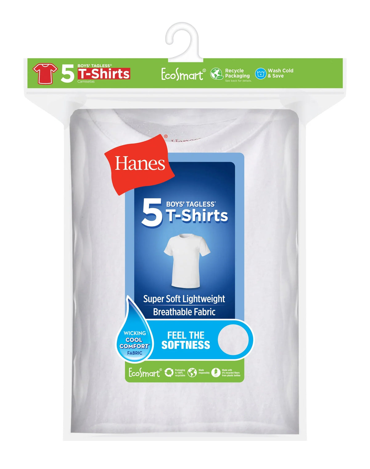 Hanes Boys' Crewneck Undershirt, 5-Pack Main image