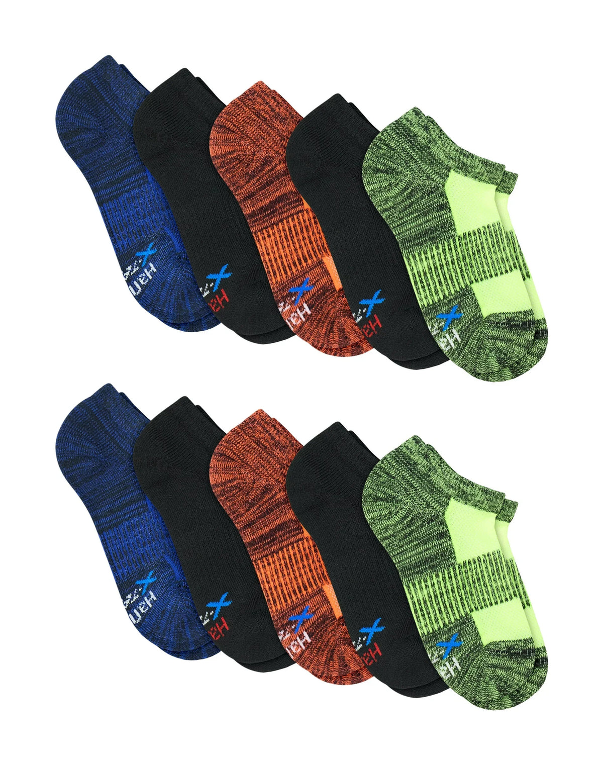 Hanes Moves Boys' No-Show Socks Pack, 10-Pack, X-Temp™ Moisture-Wicking Athletic Socks Main image