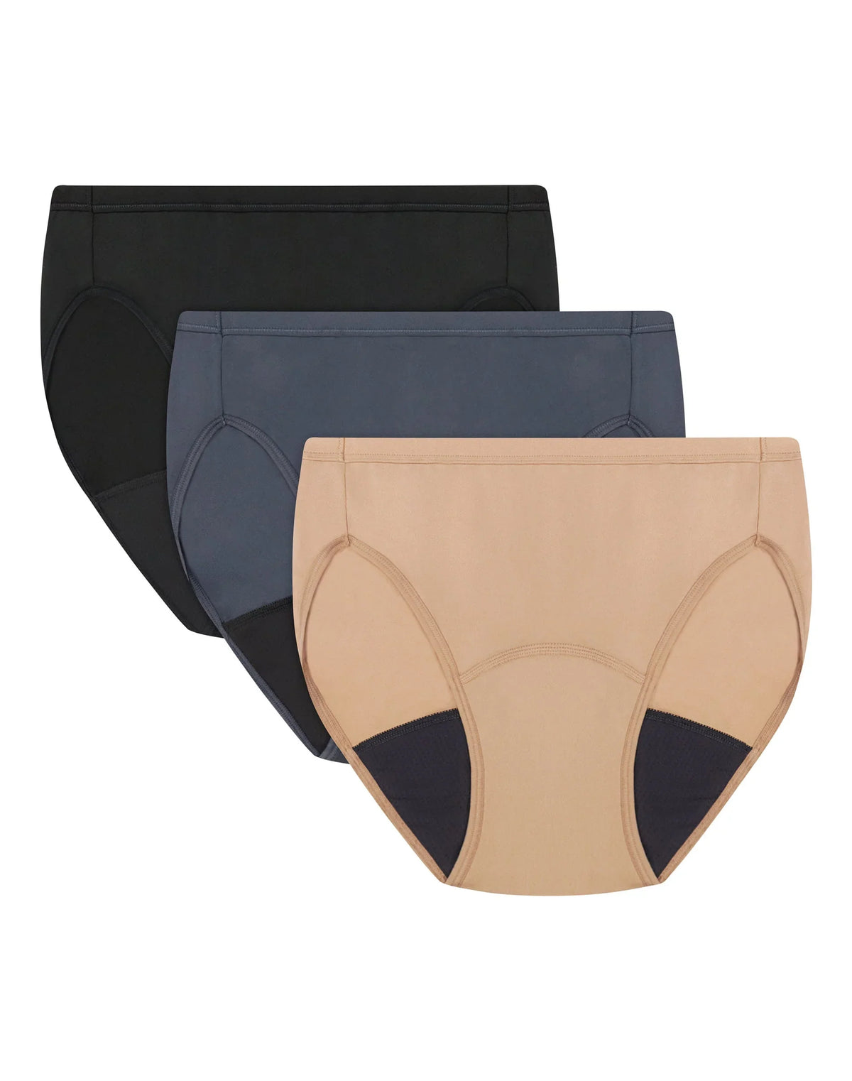 Hanes Comfort, Period. Women's Underwear High-Cut Pack, 3-Pack, Light Bladder Leak Protection Main image