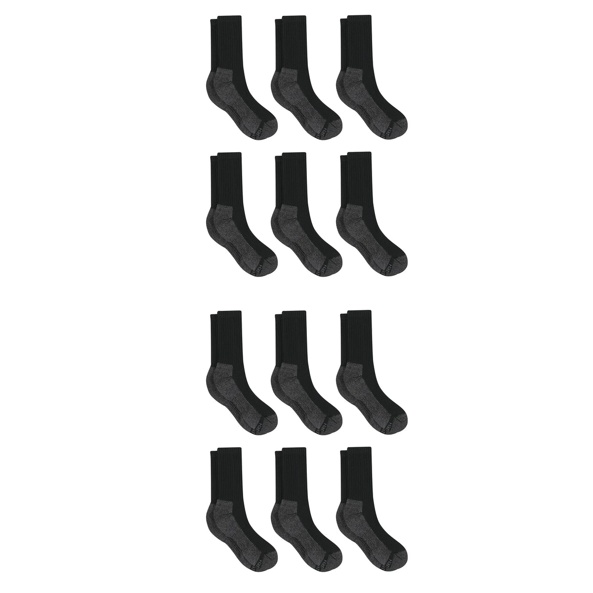 Hanes Work Men'sSocks Pack, 12-Pack, Cushioned Moisture-Wicking Odor-Control Socks