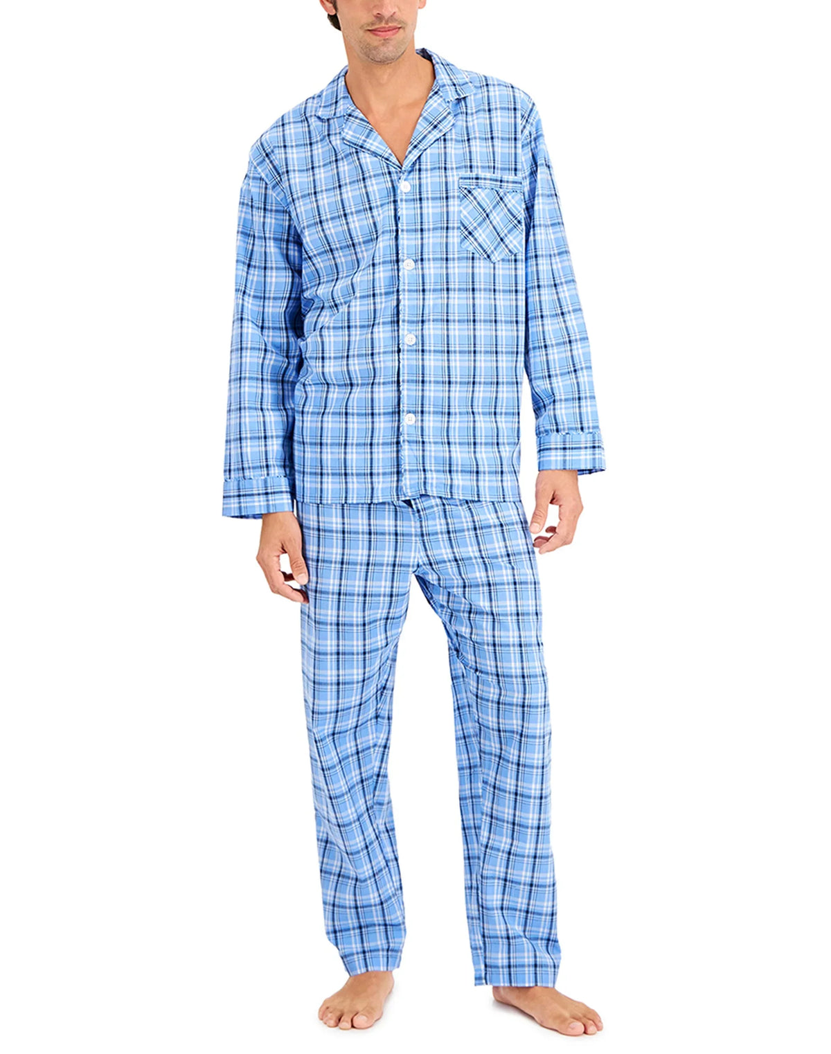 Hanes Men’s Pajama Set, Notch Collar, Woven Cotton Blend Main image