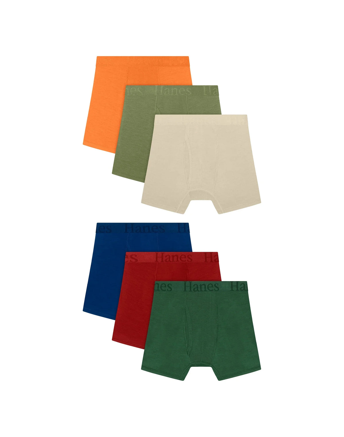 Hanes Originals SuperSoft Boys' Underwear Boxer Brief Pack, 6-Pack, Moisture Wicking, Assorted Solids Main image