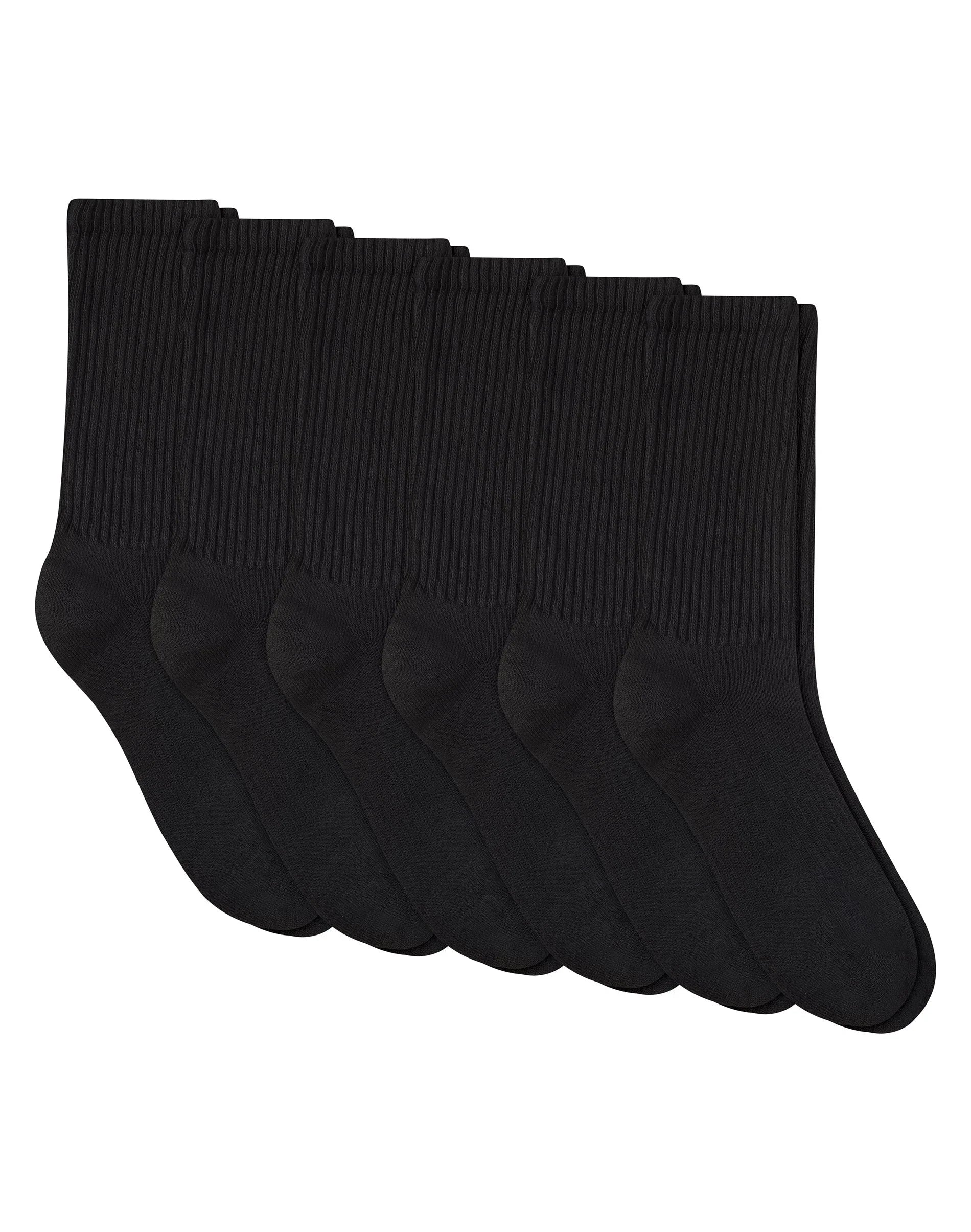 Hanes Unisex Plain Black Socks Pack, 6 Pairs, Crew Socks Secondary image