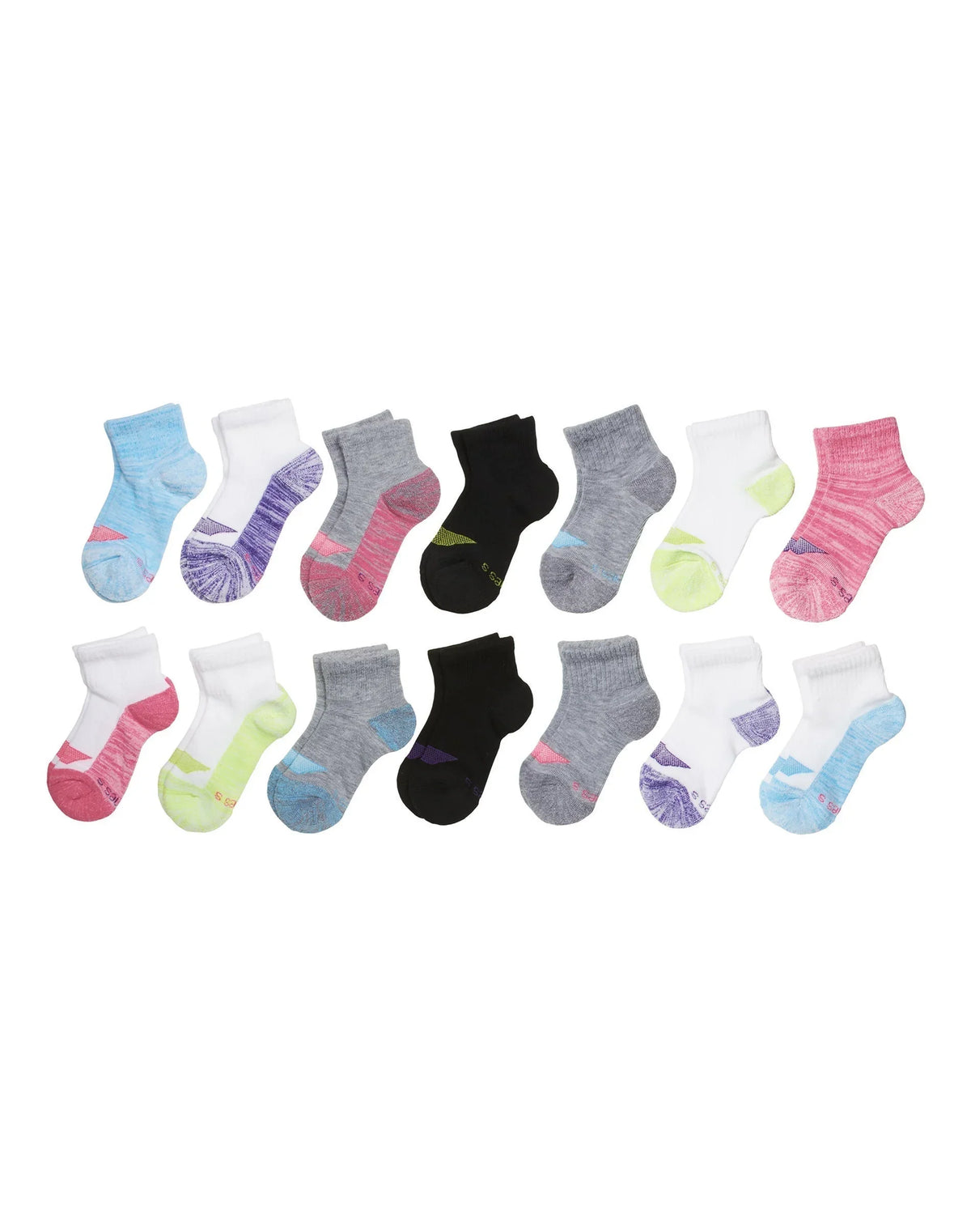 Hanes Ultimate Girls' Ankle Socks, Moisture Wicking, 14-Pairs Main image