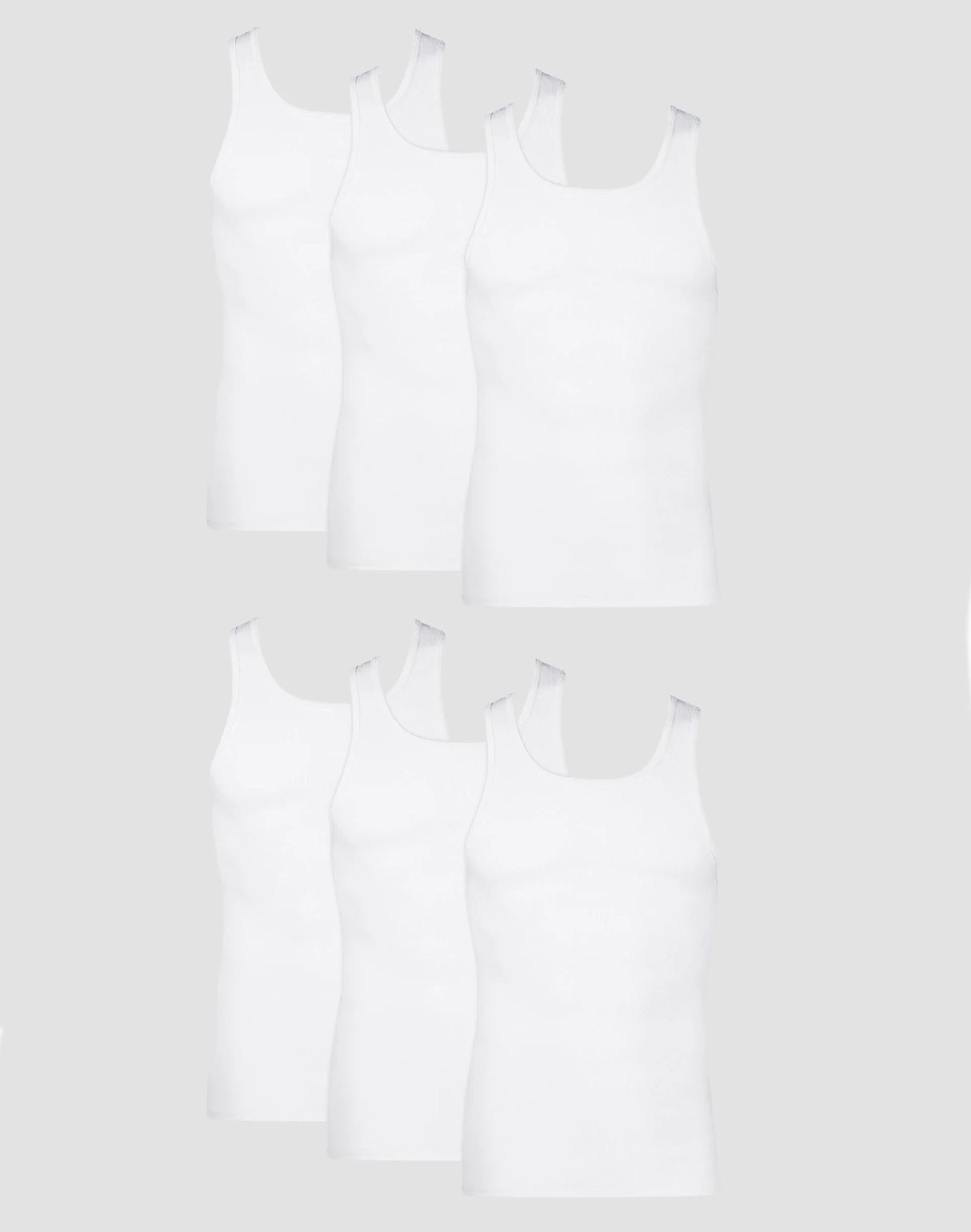 Hanes Men's Cotton Tank Undershirt, Moisture-Wicking, White, 6-Pack Main image