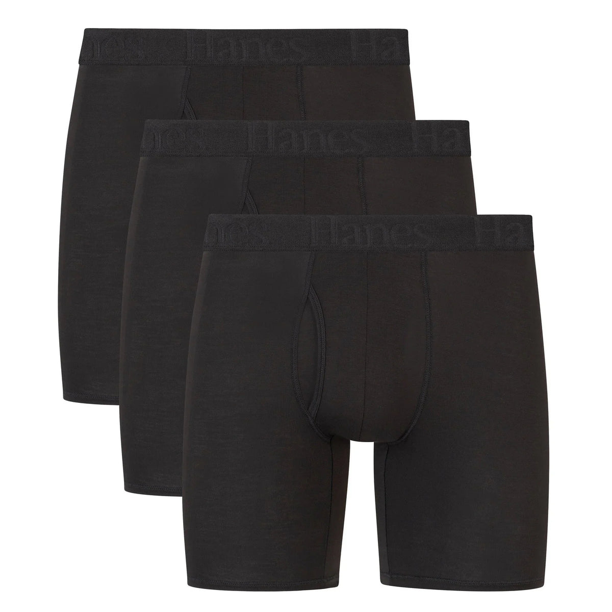 Hanes Originals Men's SuperSoft Boxer Briefs Underwear, Viscose from Bamboo, Black, 3-Pack Main image