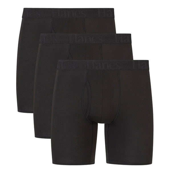 Hanes Originals Men's SuperSoft Boxer Briefs Underwear, Viscose from Bamboo, Black, 3-Pack