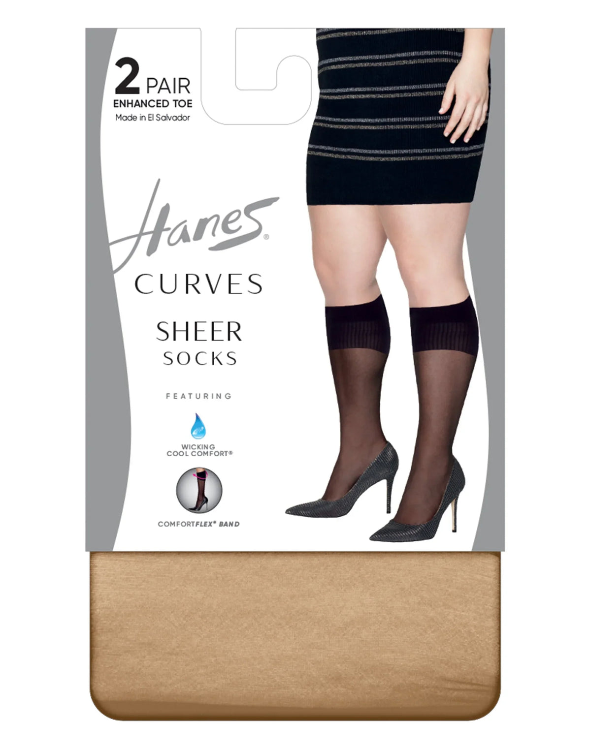 Hanes Curves Women's Sheer Socks, 2-Pairs Main image