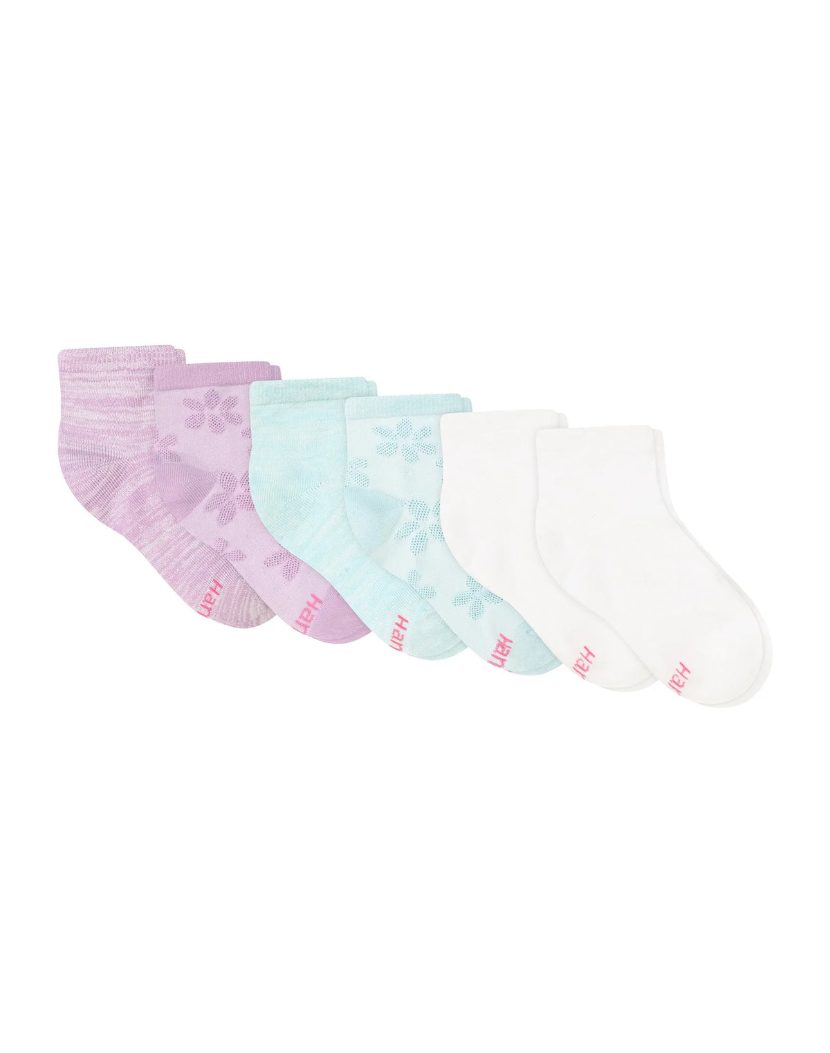 Hanes Ultimate® Girls' Ankle Socks Pack, 6-Pack, School & Sport Socks, Soft & Stretchy, EZ Sort Main image