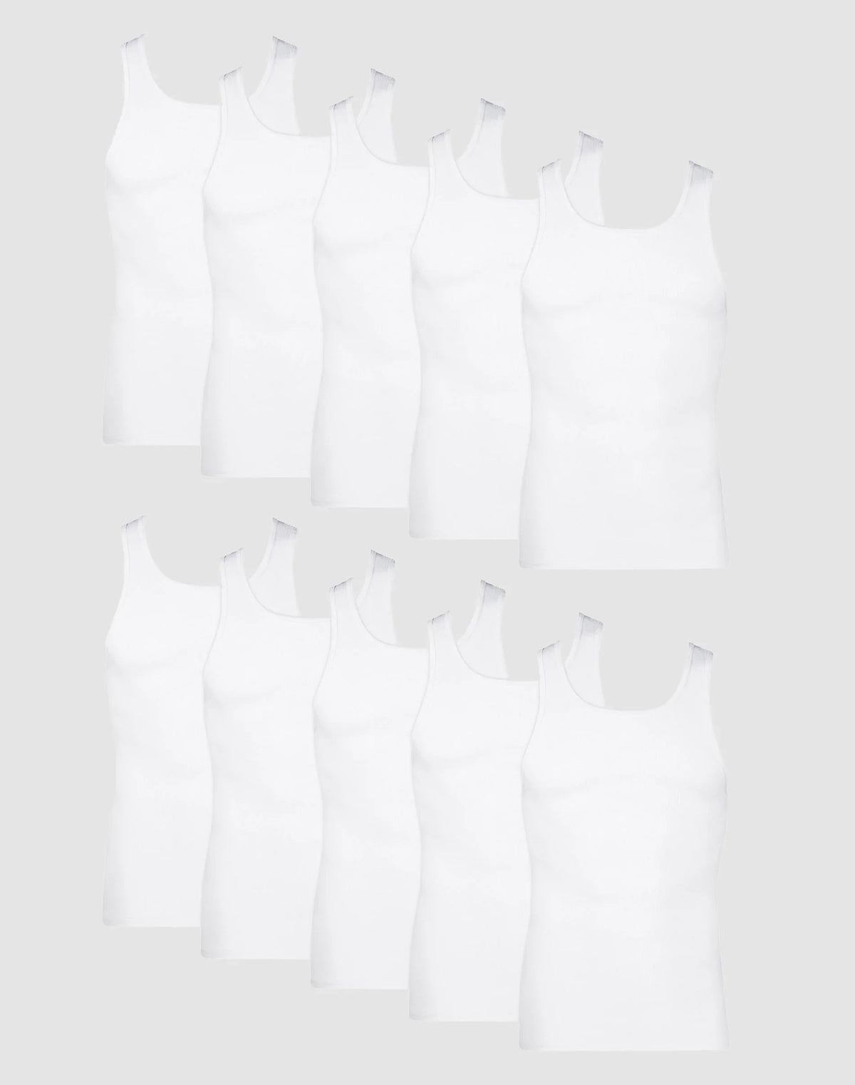 Hanes Men's Cotton Tank Undershirt, Moisture-Wicking, White, 10-Pack Main image