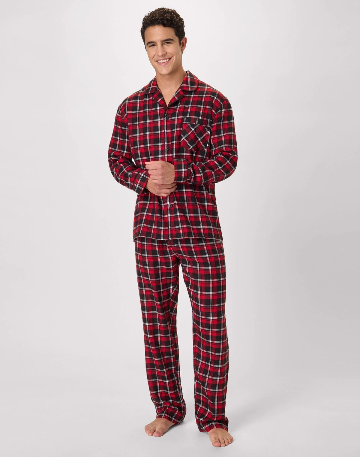 Hanes Men's Flannel Pajama Set, Button Down Main image