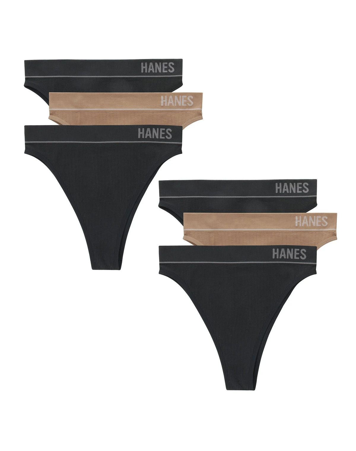 Hanes Originals Women's Seamless Rib Hi-Rise Cheeky Underwear, Neutrals, 6-Pack Main image
