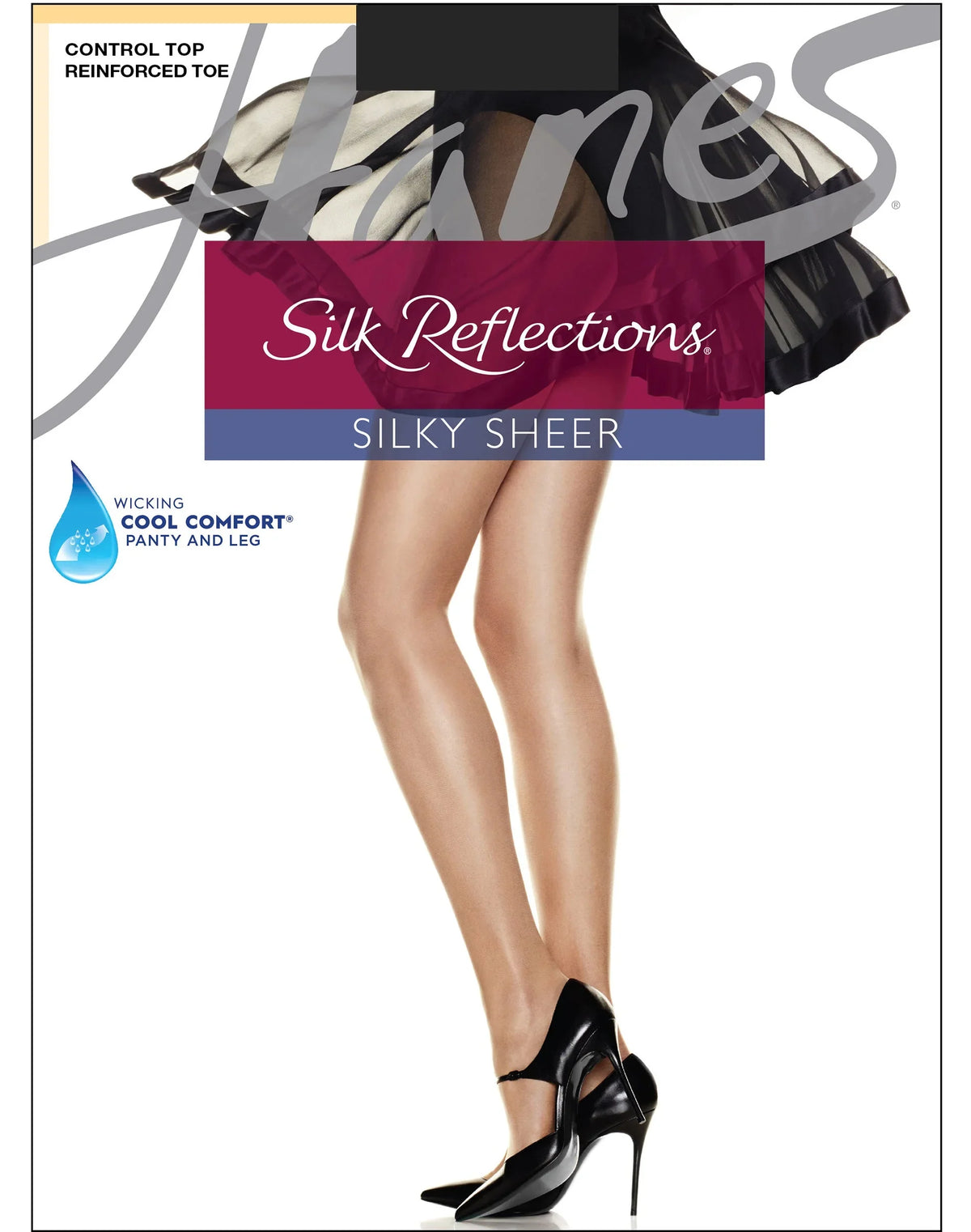 Hanes Silk Reflections Sheer Pantyhose with Control Top, Reinforced Toe, 6-Pack Main image