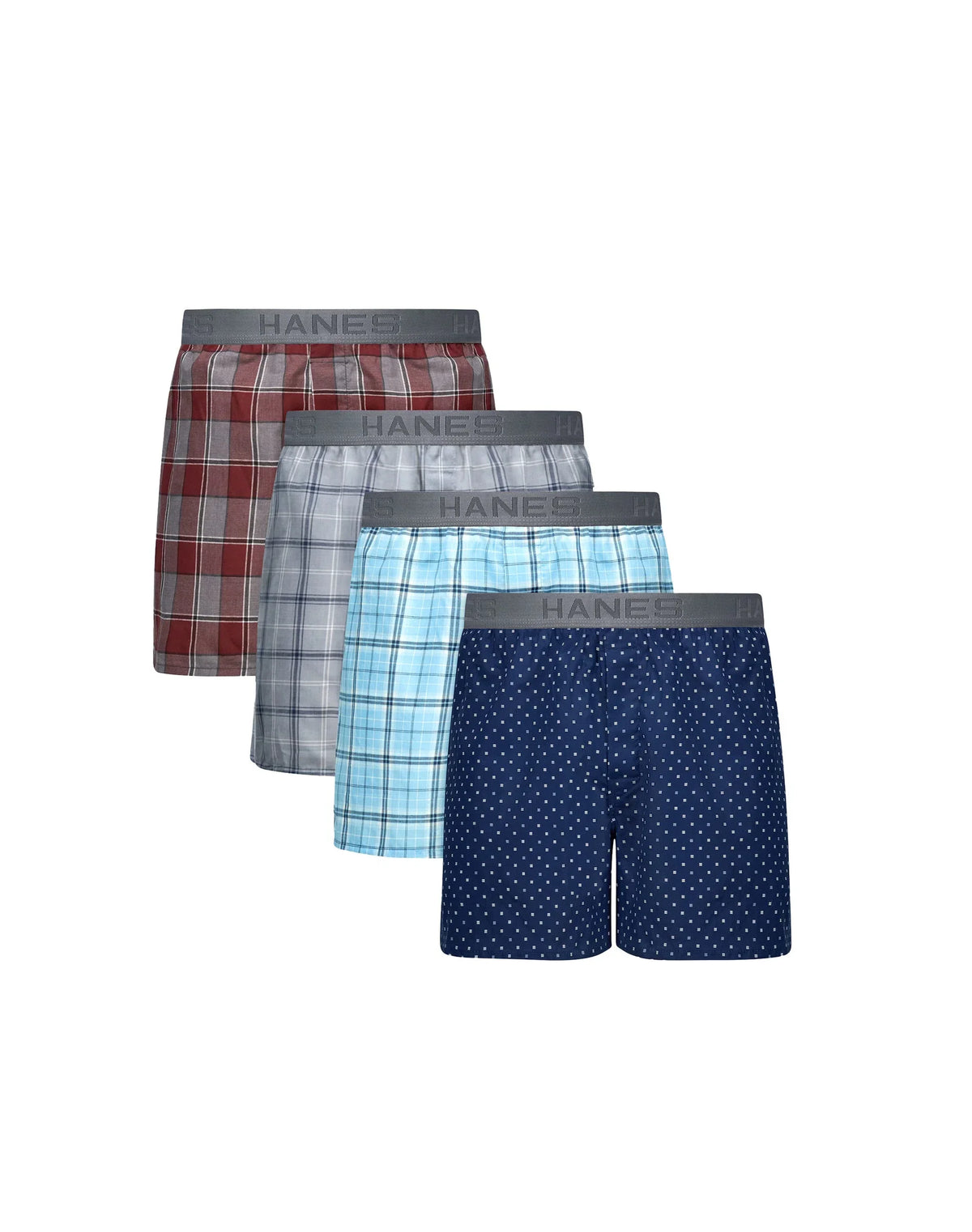 Hanes Ultimate Men's Underwear Boxers Pack - 4-Pack - Woven Cotton Plaid Boxers - Moisture-Wicking - Plaid Main image