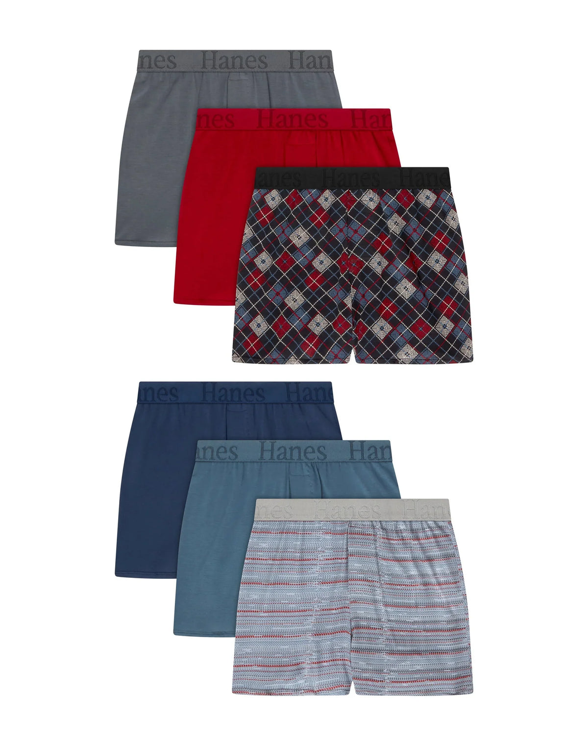 Hanes Originals SuperSoft Boys' Underwear Boxer Pack, 6-Pack, Moisture-Wicking Main image