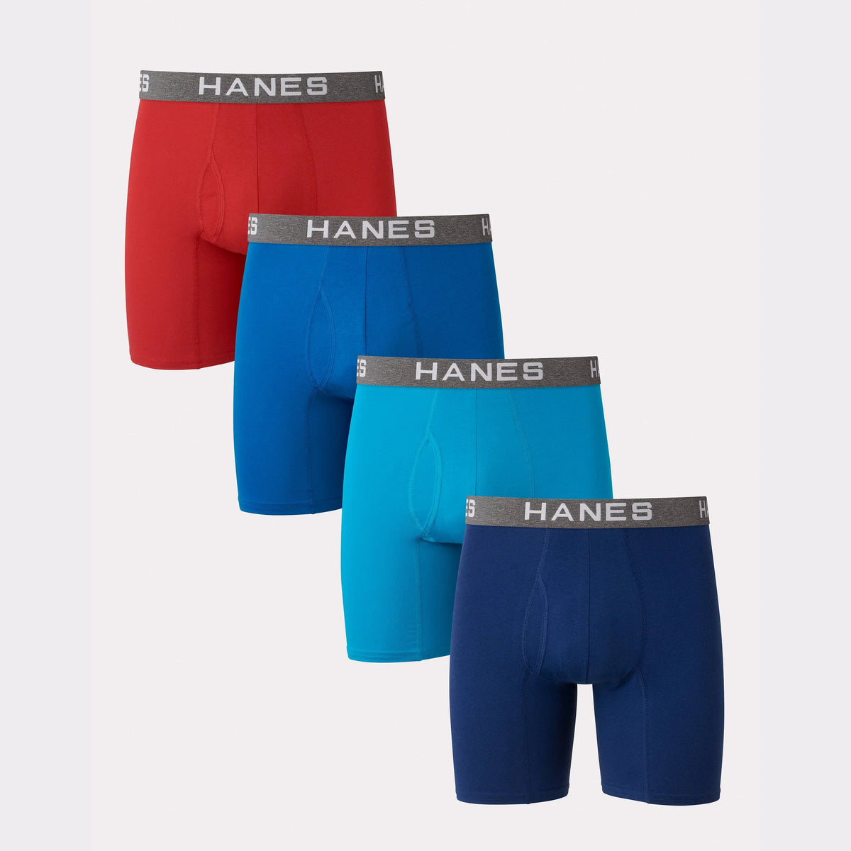 Hanes Ultimate Comfort Flex Fit Men's Boxer Brief Underwear, Red/Blue, 4-Pack Main image