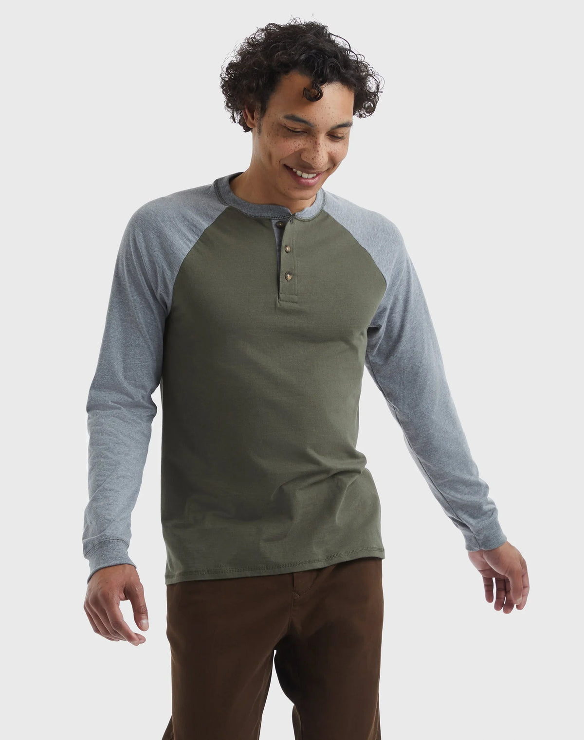 Hanes Beefy-T Men's Long Sleeve Colorblock Henley Main image