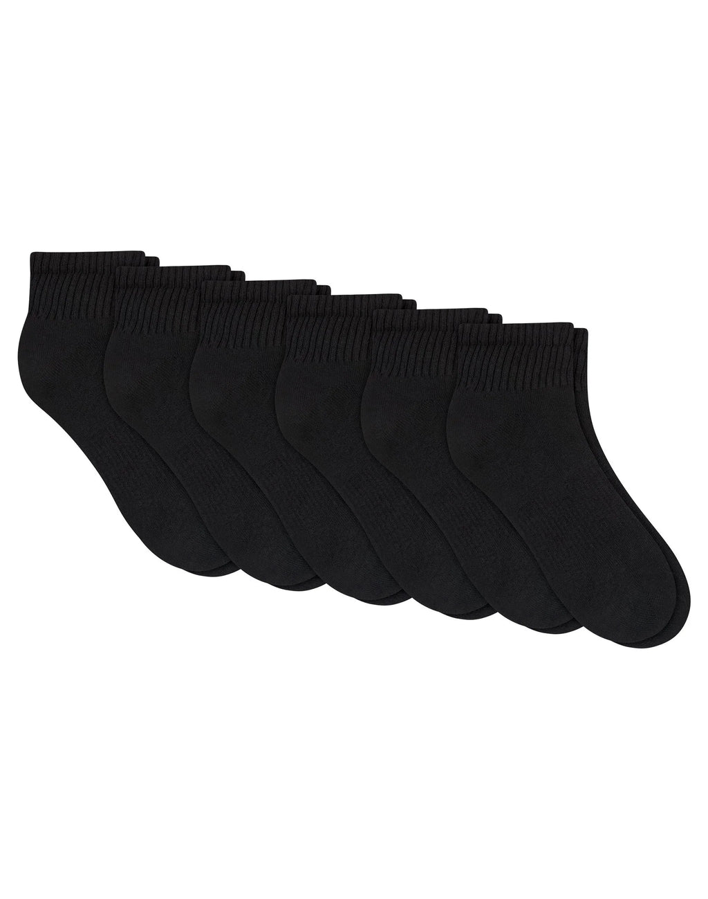 Hanes Unisex Plain Black Socks Pack, 6 Pairs, Ankle Socks