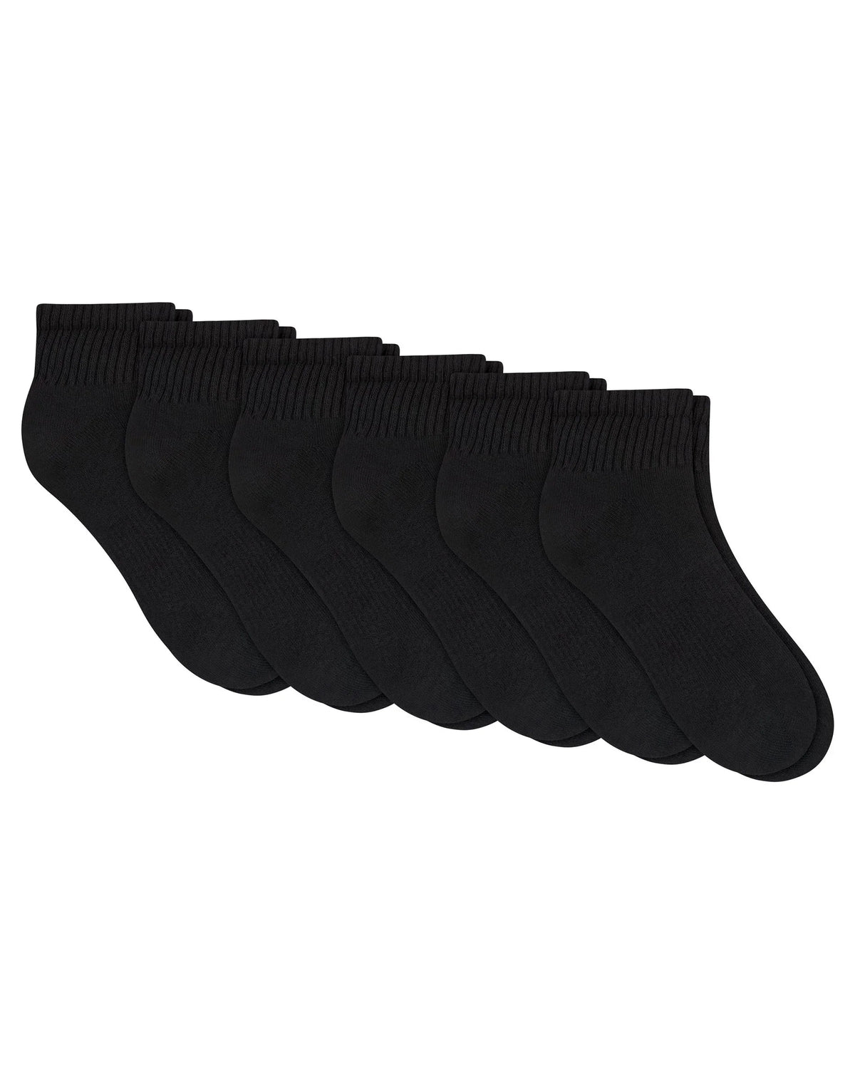 Hanes Unisex Plain Black Socks Pack, 6 Pairs, Ankle Socks Main image