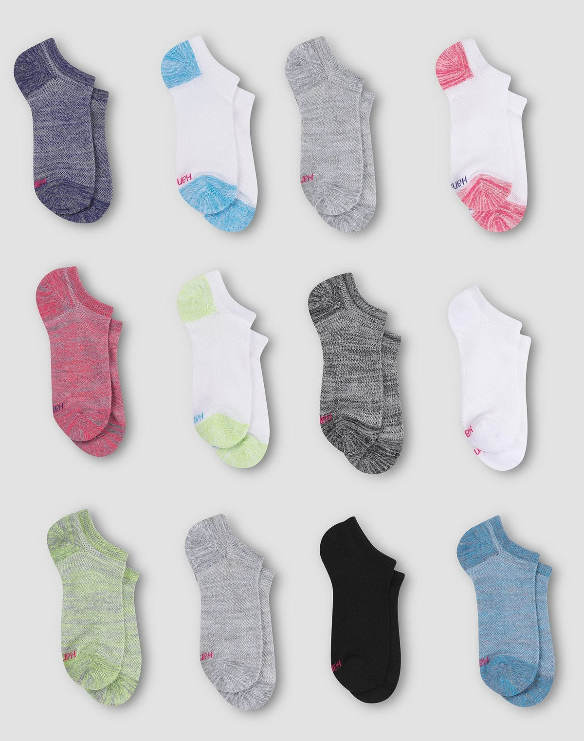 Hanes Cool Comfort Girls' Mesh Super No Show Socks, 12-Pairs Main image