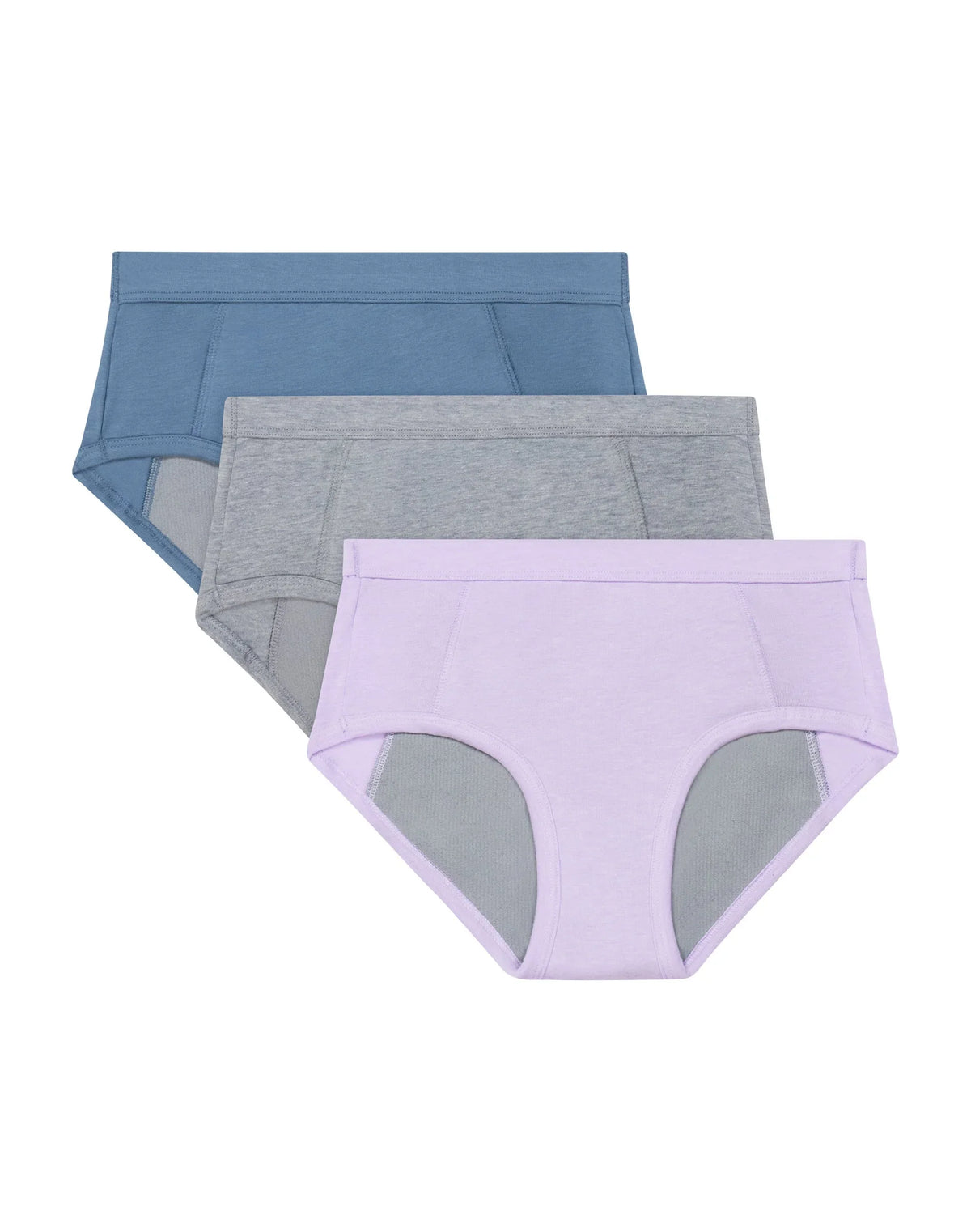 Hanes Confident Nights™ Girls' Overnight Underwear, 3-Pack, Light & Moderate Leaks, Grey Multi Main image