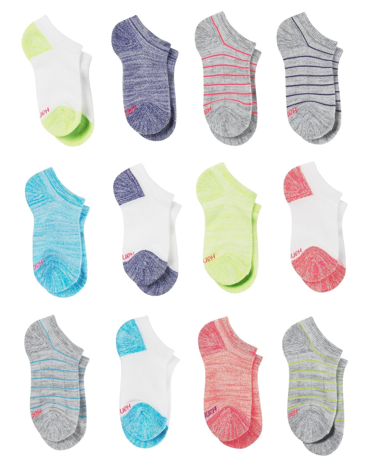 Hanes Cool Comfort Girls' Mesh No Show Socks, 12-Pairs Main image
