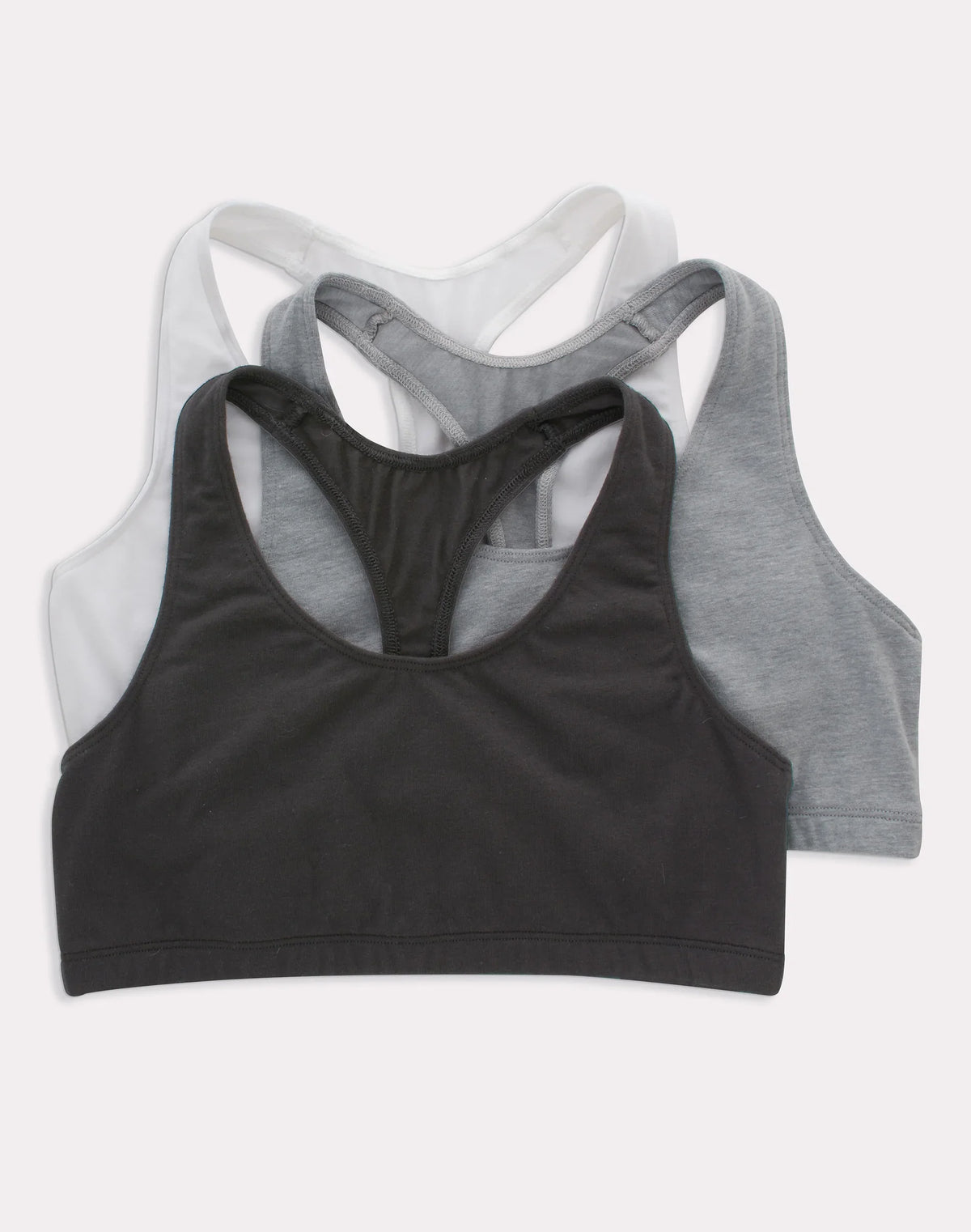 Hanes Women's Cotton Racerback Sports Bralette, Low Impact, 3-Pack Main image