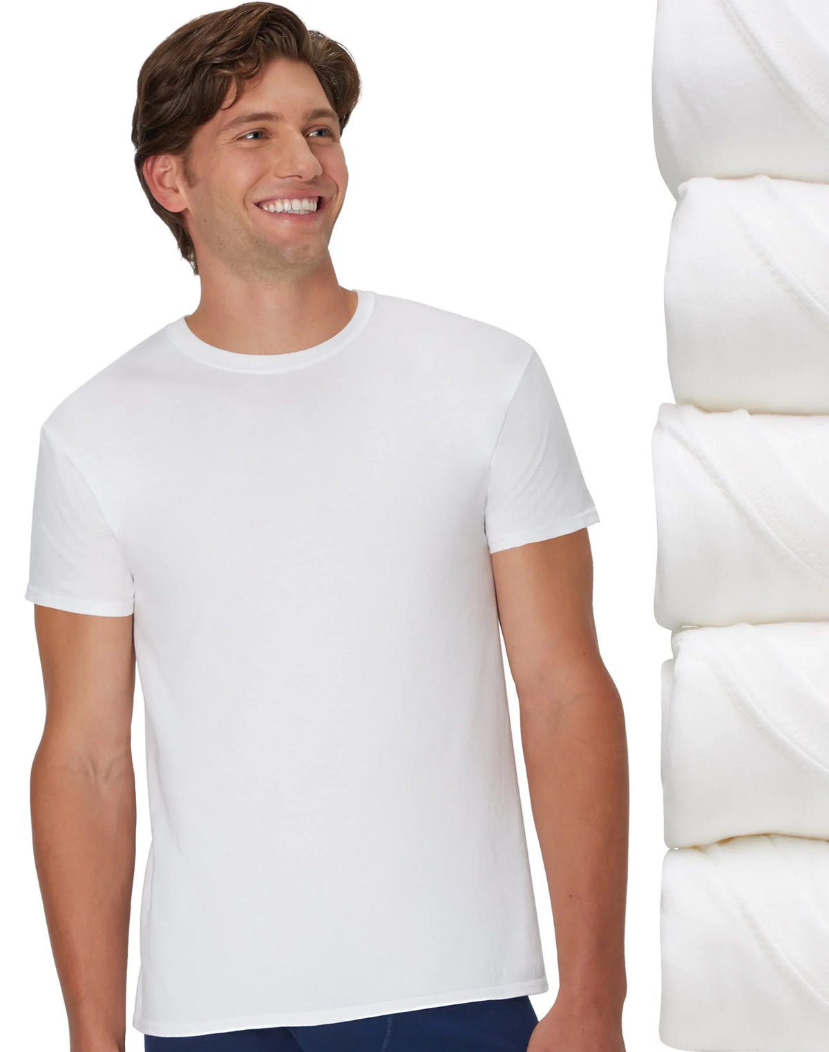Hanes Ultimate Men's Undershirts Pack - 5-Pack - ComfortSoft Crewneck Cotton T-Shirts - Moisture-Wicking Main image