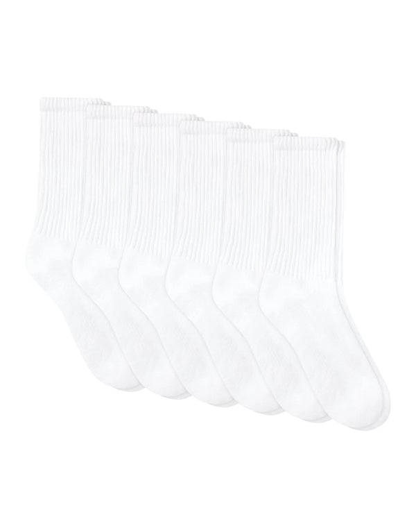 Hanes Unisex Plain White Socks Pack, 6 Pairs, Crew Socks