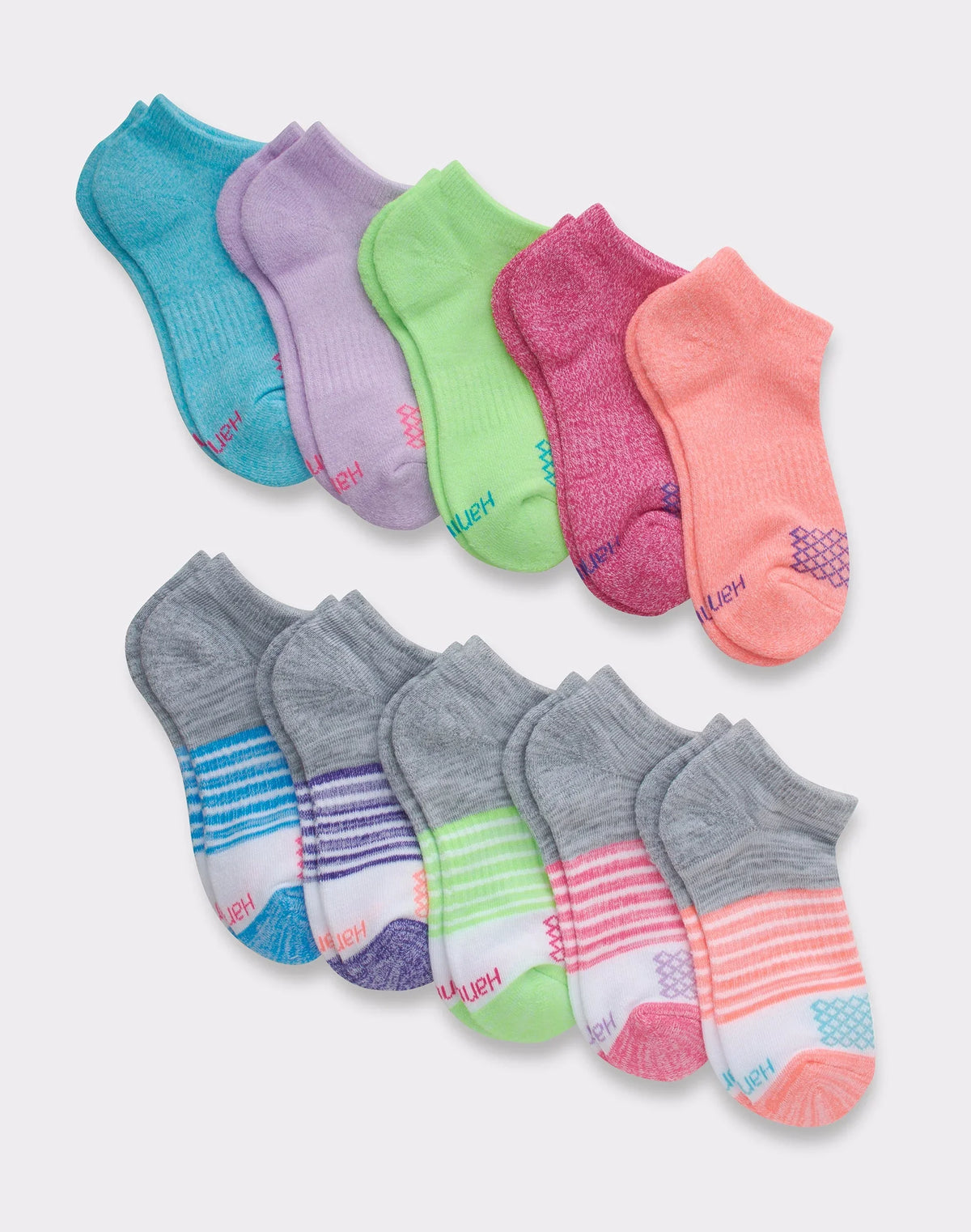 Hanes Comfort Fit Girls' No Show Socks, 10-Pairs Main image