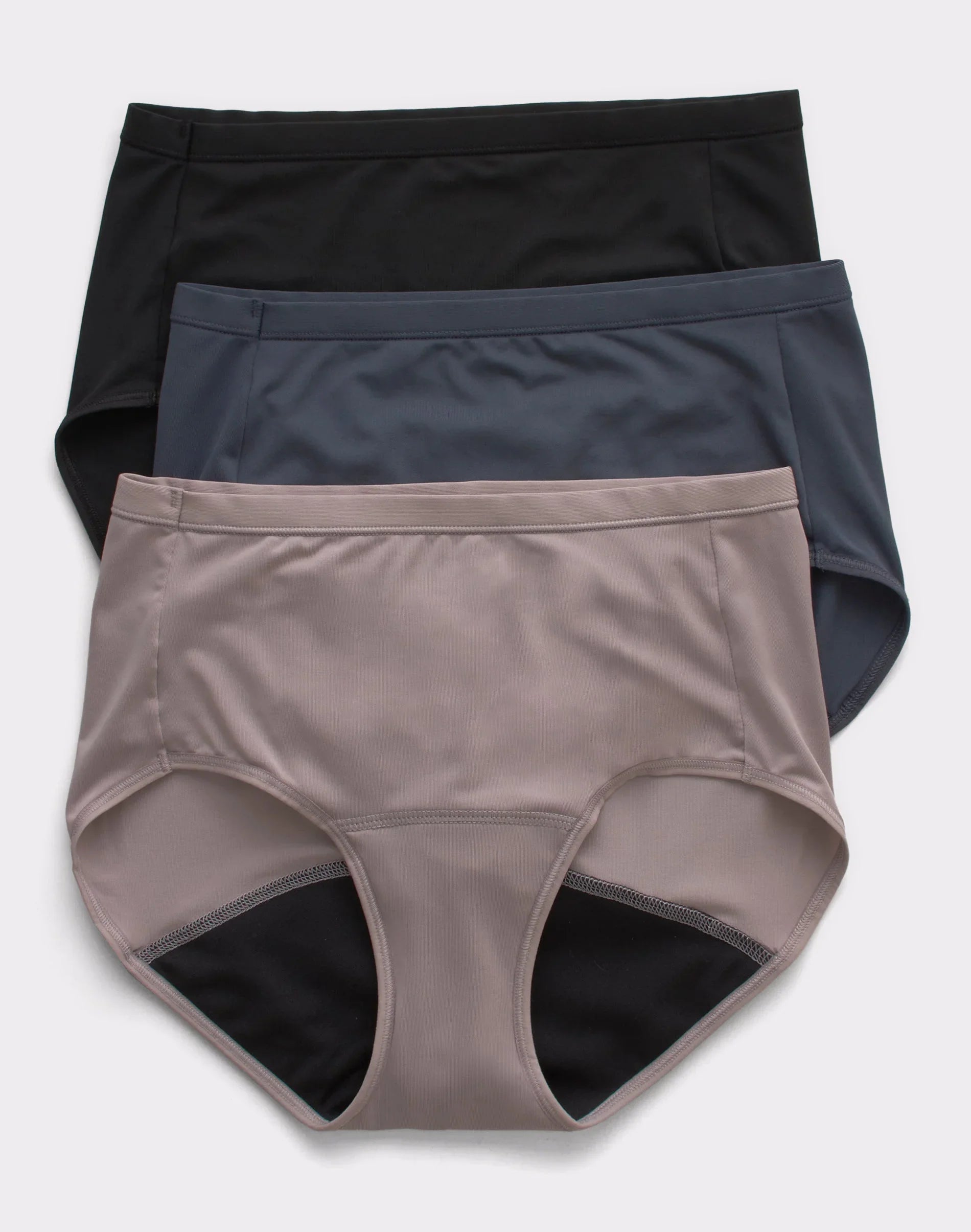 Hanes Comfort, Period. Women's Brief Period Underwear, Light Leaks, Neutrals, 3-Pack Secondary image