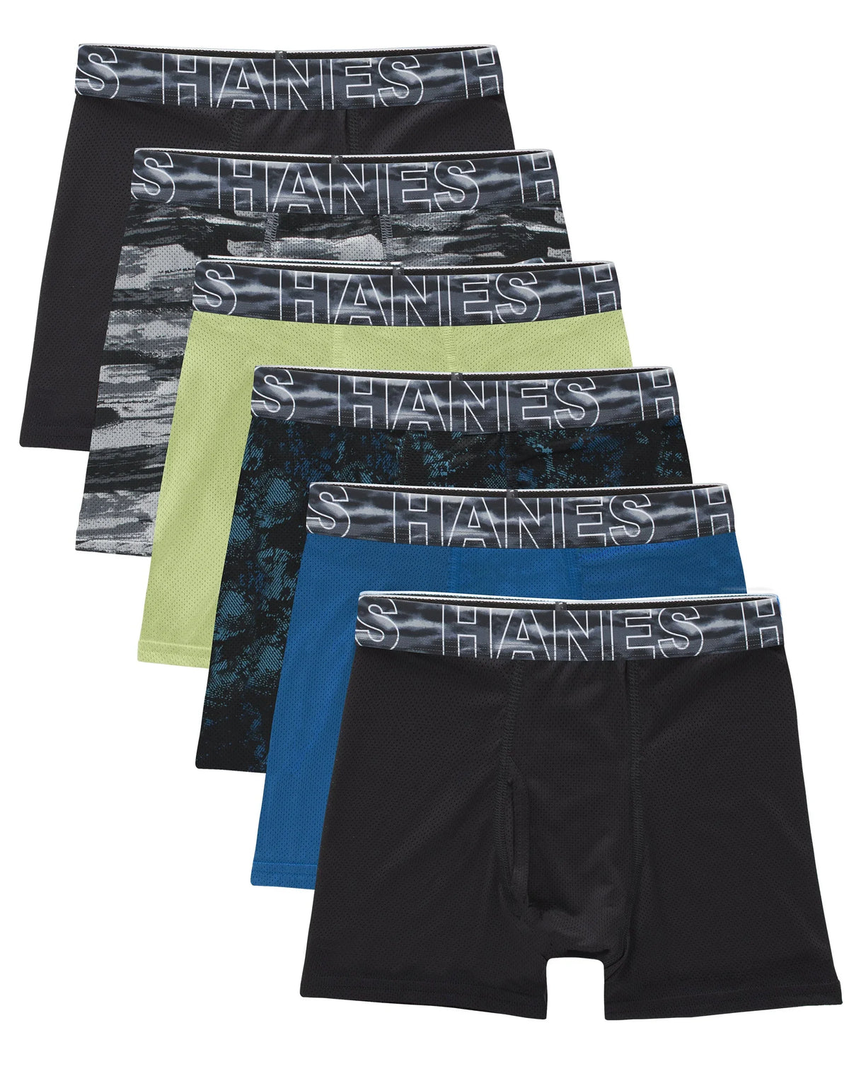 Hanes Boys' Performance Mesh Tween Boxer Briefs Pack, X-Temp, Assorted, 6-Pack Main image