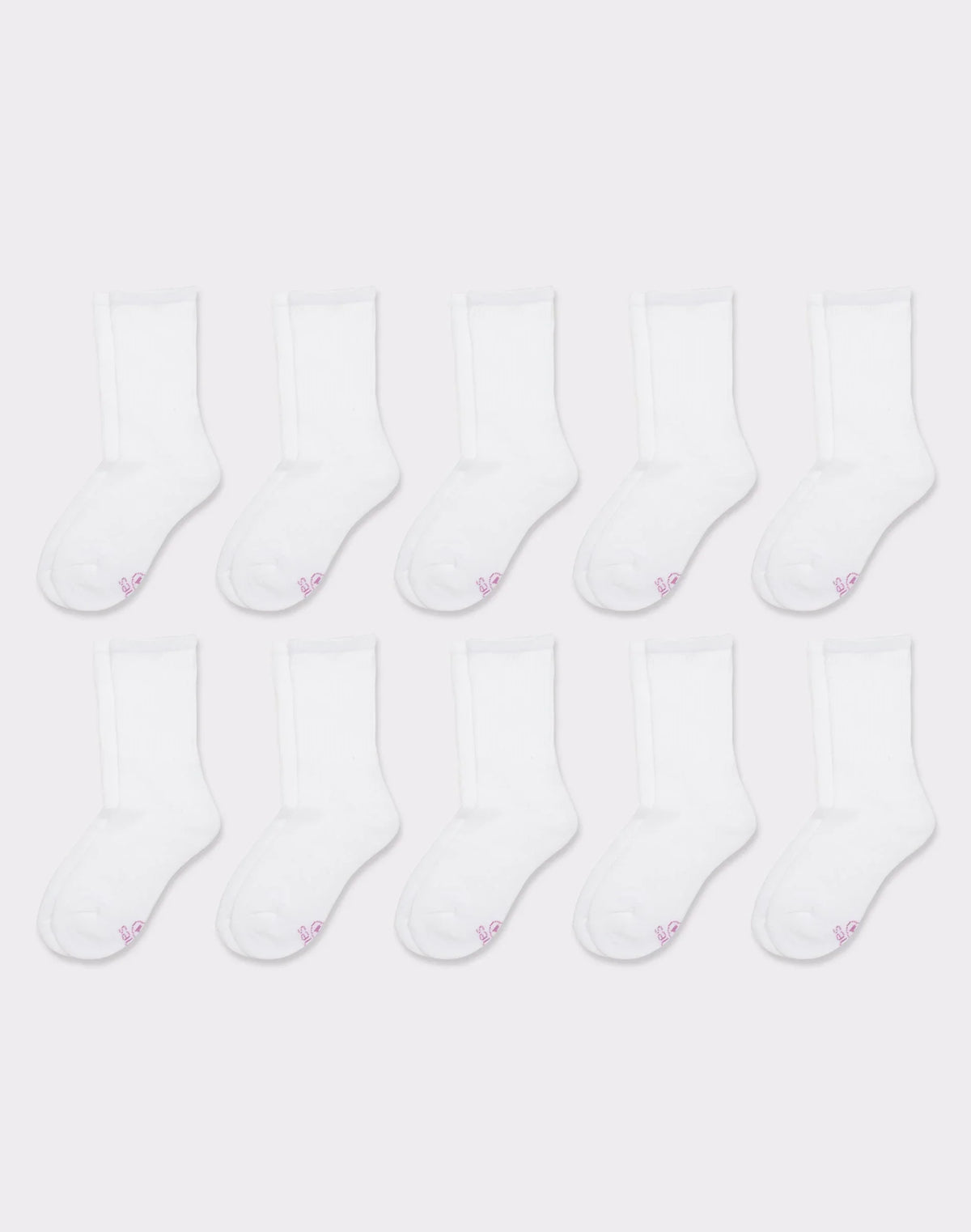 Hanes Girls' Uniform Crew Socks, White, 10-Pairs Main image