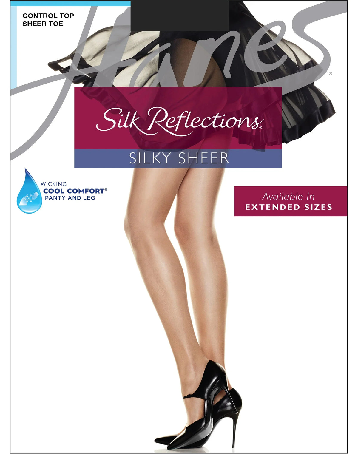 Hanes Silk Reflections Sheer Pantyhose with Control Top, Sheer Toe, 6-Pack Main image