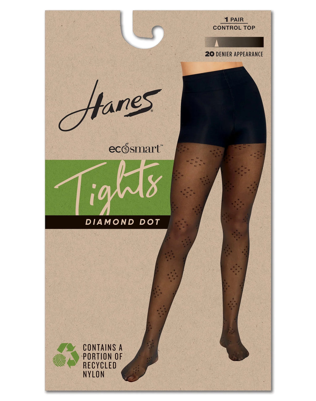Hanes EcoSmart Women's Sheer Control Top Tights, Diamond Dot Main image