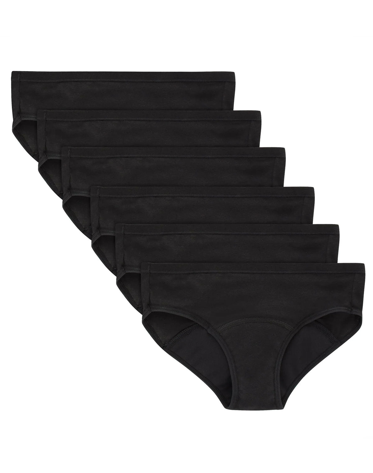 Hanes Girls' Period Underwear Hipsters, 6-Pack, Comfort, Period., Moderate Protection, Solids