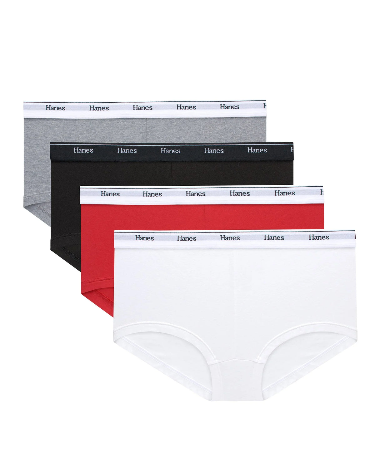 Hanes Originals Women’s Boyshort Underwear, Breathable Stretch Cotton, Assorted, 4-Pack Main image