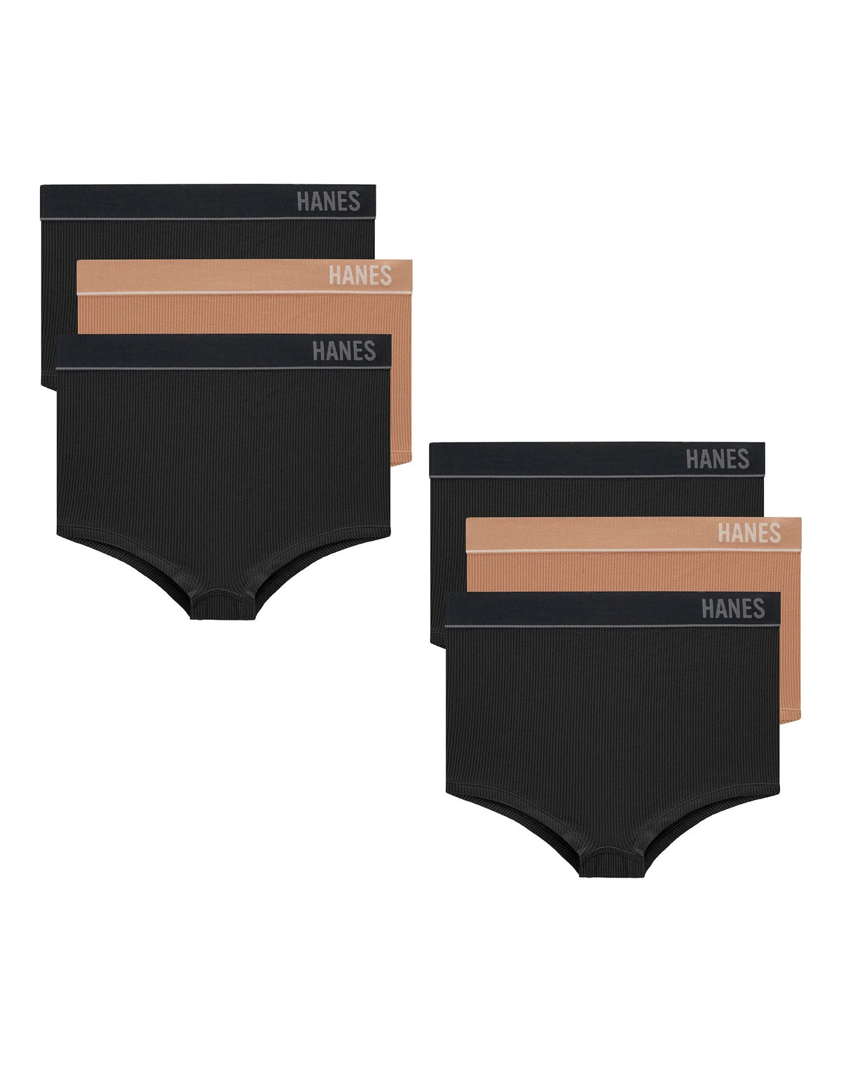 Hanes Originals Women's Seamless Rib Boyfit Underwear, Neutrals, 6-Pack Main image
