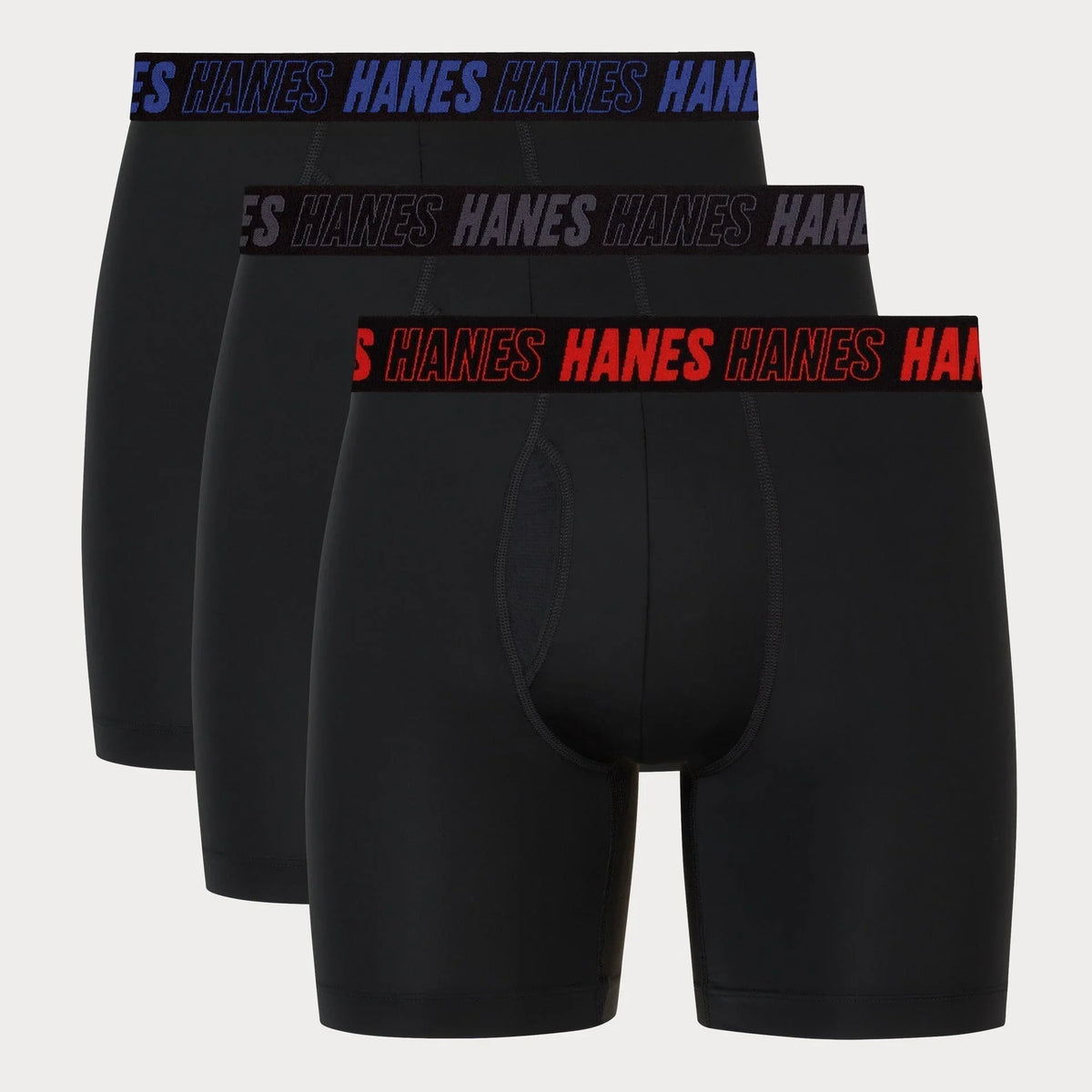 Hanes Moves Total Support Pouch Men’s Boxer Brief Underwear, 3 Pairs, Black, 6" Main image