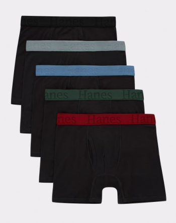 Hanes Originals Boys' SuperSoft Boxer Brief Underwear, Black, 5-Pack #BRO2BB