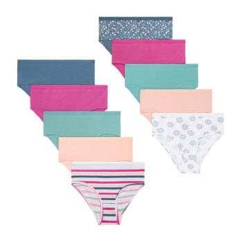 Hanes Girls' Cotton Stretch Brief Underwear, 10-Pack #GCSB10