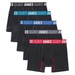 Hanes Moves Boys' Anti-Chafe Boxer Brief Underwear, Black, 5-Pack #BRACBD