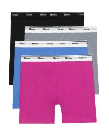 Hanes Originals Women's Mid-Thigh Boxer Brief Underwear, Breathable Stretch Cotton, 4-Pack #OCMTFA