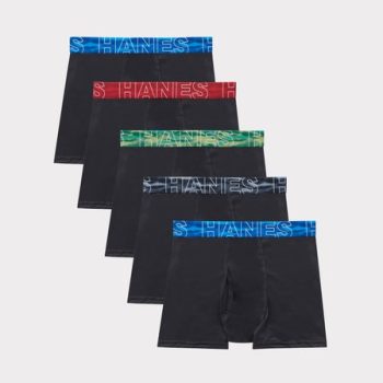 Hanes Moves Boys' Breathable Mesh Boxer Brief Underwear, X-Temp, Black, 5-Pack #BX88B5