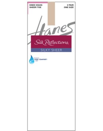 Hanes Silk Reflections Silky Sheer Knee Highs, Sheer Toe, 2-Pairs #Q00725
