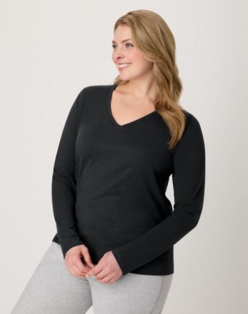 Hanes Women's Long Sleeve Cotton V-Neck T-Shirt #O9142